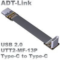 Câble d'extension plat en cuivre USB 2.0 ADT-Link, mâle vers femelle, Type-C, coudé à 90°, fin, léger et compact