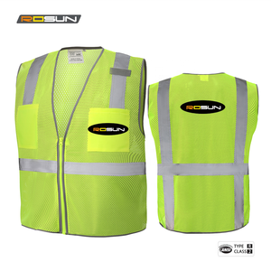 Áo phản quang an toàn bán chạy, đạt chuẩn ANSI Class 2 EN ISO 20471, khóa kéo, màu sắc tùy chỉnh, chất liệu phản quang - Product Image 2
