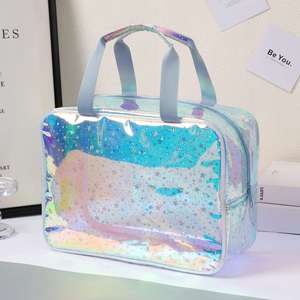 กระเป๋าใส่เครื่องสำอางลายดาวสีสันสดใสแฟชั่นล่าสุด กระเป๋าเครื่องสำอางแบบซิป PVC กันน้ำลายโฮโลแกรม พร้อมโลโก้สั่งทำ - Product Image 6