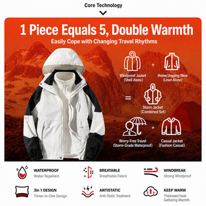 Giacca <span class=keywords><strong>Gore</strong></span>-<span class=keywords><strong>Tex</strong></span> 3-in-1 Personalizzata con Cappuccio Staccabile, Etichetta Privata, Impermeabile e Antivento per Escursionismo, Produzione OEM Chiavi in Mano fino a 6XL - Product Image 3