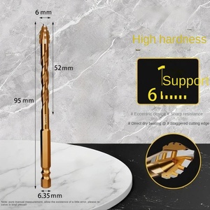 <span class=keywords><strong>Foret</strong></span> croisé <span class=keywords><strong>long</strong></span> avec multifonction à quatre lames pour le perçage de mur de ciment de béton de marbre de verre entièrement en céramique tige hexagonale - Product Image 6