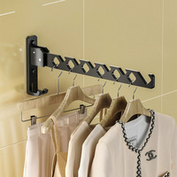 Porte-manteau mural pliable en métal détachable, séchoir à linge noir, support de séchage pour vêtements, vente chaude