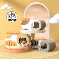 Arbre à chat moderne en carton ondulé grand format, durable, avec griffoir, maison, lit de repos et espace de jeu intérieur, OEM d'usine