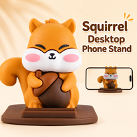 Support de téléphone créatif en forme d'écureuil en PVC, double angle, mains libres, support de bureau animalier de dessin animé pour la maison, le bureau et la table à manger