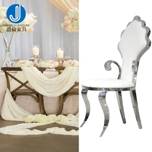 <span class=keywords><strong>Blanc</strong></span> Argenté en acier inoxydable chaises de Maison PU <span class=keywords><strong>fauteuil</strong></span> de luxe en gros Argent accoudoir chaise - Product Image 2