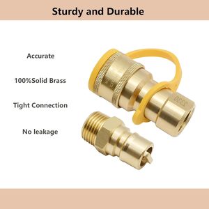 1/2 inç katı pirinç pürüzsüz düşük gaz hızlı bağlantı adaptörü kiti doğal gaz/propan boru bağlantı parçaları kes bağlayıcı erkek ekleme - Product Image 3