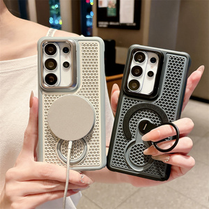 Honeycomb Cooling Magnetic holder Ring Phone case for Samsung S26 ultra S25 S24 FE Series Breathable stand Mesh Back Cover New - Product Image 2