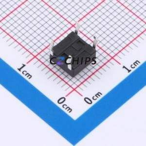 TSA06121-043D332BA Tactile Switch Through hole-4P,6.1x6.1mm Switch Single Pole Single Throw Round Button 1.8N 6.1mm - Product Image 2
