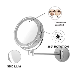 Miroir grossissant flexible pour le rasage et le démaquillage miroir mural pour femme avec interrupteur tactile et lumière LED - Product Image 3