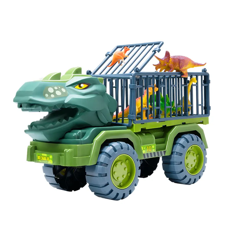 Dinosaur Car Toy Toddler Triceratops Transport Car Truck Set For Kids Dino Figures Dinosaur Eggs