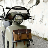 Sacoche à outils vintage en toile et cuir Crazy Horse pour vélo, sacoche universelle pour guidon et selle, pochette de rangement rétro pour moto et scooter