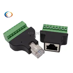 Extensor de cable Ethernet 8P8C cabeza de cristal hembra enchufe RJ45 a terminal de 8 pines terminal de red verde sin soldadura