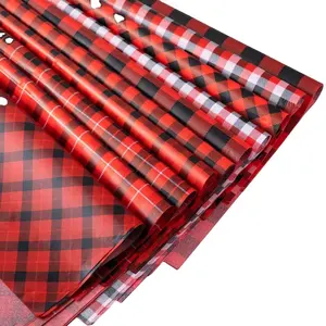 Noel Buffalo ekose kağıt mendil kırmızı siyah 17gsm kaplamasız hamuru paketi aksesuar hediye kutuları çanta tatil hediye Wrap kağıt