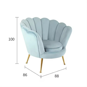 Modern Light Blue Velvet Accent Chair with <b>Gold</b> Legs Shell Back Lounge Chair for Home Office - Product Image 5