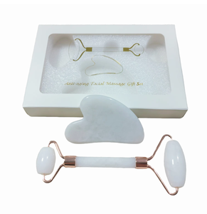 Set Completo Gua Sha <b>Jade</b> Blanco Rodillo Facial con Estuche Regalo - Product Image 1