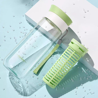 Custom Logo Outdoor Plastic Drinkwaren Waterfles Met Fruit Bloem Theefilter Voor Kokend Water