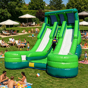 Grand toboggan double gonflable en PVC sur le thème des parcs d'attractions pour centres commerciaux et jardins, couleur et taille personnalisables - Product Image 1