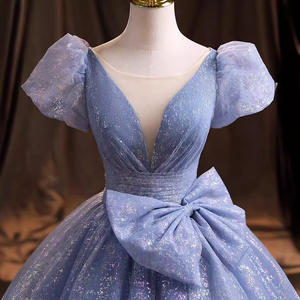   ชุดราตรีสีน้ำเงินทรงเข้ารูปสำหรับผู้หญิง ปี 2024 เหมาะสำหรับงานเลี้ยงสังคม งานแสดง งานพิธีกร ทดสอบศิลปะการแสดง เสริมลุคเพรียวบาง - Product Image 3