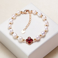 Bracelets en alliage métallique en forme de riz d'eau douce pour femmes, cadeaux de mariage/Saint-Valentin/affaires, fournitures pour petits stands de marchandises