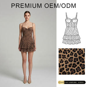 Robe d'été sexy à bretelles imprimé léopard pour femme, style décontracté et de soirée, tendance transfrontalière européenne et américaine, amincissante à la taille - Product Image 1