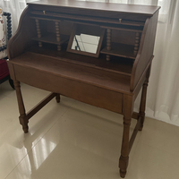Table de toilette vintage rétro KMJ avec miroir éclairé, en bois massif, pour salle de bain et chambre à coucher