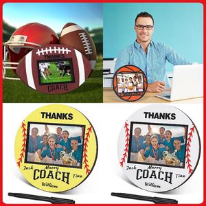 Marco de Fotos Deportivo de Madera, con Temática de Béisbol/Fútbol/Baloncesto, Regalo Conmemorativo para Entrenadores con Autógrafo - Product Image 2