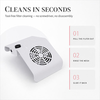 Aspirateur à poussière pour ongles sur mesure 80W avec vitesse réglable, faible niveau sonore