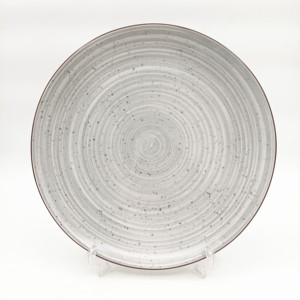 Juego <span class=keywords><strong>de</strong></span> <span class=keywords><strong>Vajilla</strong></span> <span class=keywords><strong>de</strong></span> <span class=keywords><strong>Gres</strong></span> Blanco con Espiral y Diseño Moteado, Estilo Rústico con Borde Rojo Hecho a Mano - Product Image 5