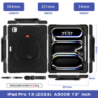 Casing tablet silikon tugas berat, sarung HP kasar untuk iPad Pro 13 2024 anti syok dengan tali bahu dan pegangan kickstand bergigi