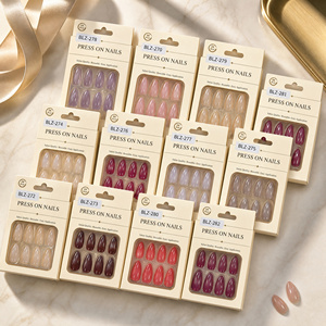 Collection de <span class=keywords><strong>faux</strong></span> ongles personnalisés en gel ABS, effet œil de chat, perles de verre, multicolores, réutilisables, qualité salon, OEM, vente en gros - Product Image 1