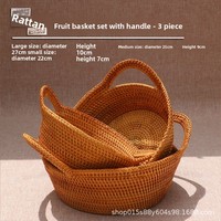 Keranjang Penyimpanan Gaya Jepang dari Rotan Alami Tenun Tangan Vietnam untuk Rumah Tangga, Tempat Buah, Tempat Roti Kukus, Jarum Jahit, dan Benang