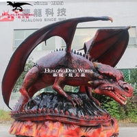 Modèle animatronique réaliste de grand dragon volant occidental, créature fantastique mythique, pour parcs à thème intérieurs/extérieurs en métal