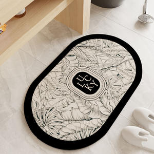 Alfombra de baño Ucay, alfombra ovalada de espuma absorbente antideslizante para baño, entrada al baño, estilo moderno, lavable a mano - Product Image 1