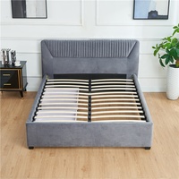 Vente en gros d'usine ensemble Offre Spéciale pour chambre à coucher de luxe tête de lit style moderne velours tissu deux tiroirs lit rembourré double avec rangement