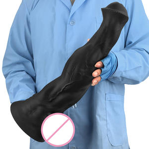 Vibromasseur Dildo en Silicone Noir en Forme de Cheval pour Hommes et Femmes, Super Grand Plug Anal à Cavité Arrière, Étanche, pour Auto-Plaisir - Product Image 2