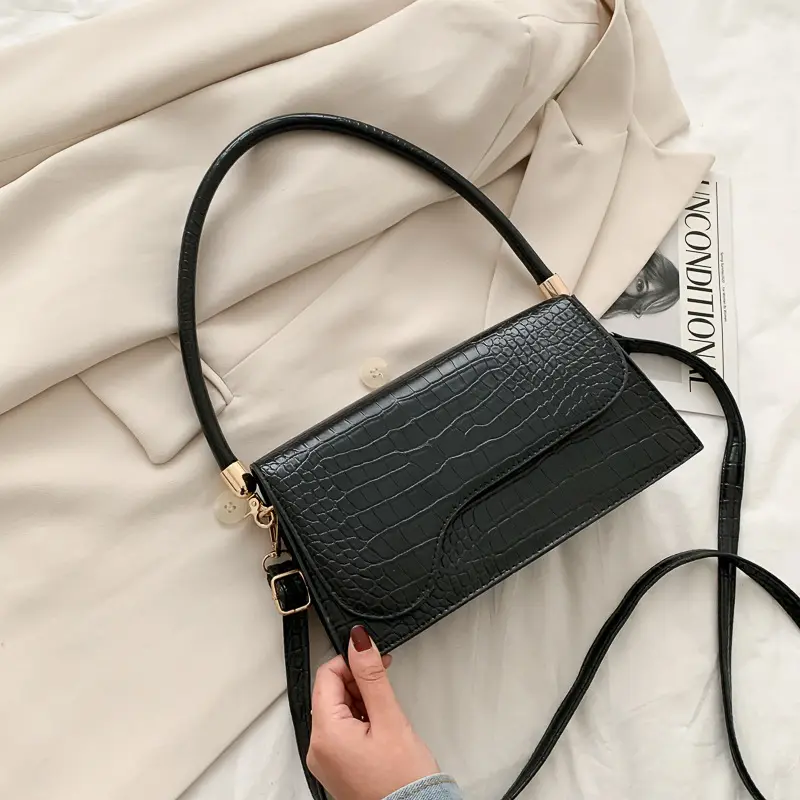 Hot Selling Fashion Pu Leather Cross-body Handbags For Women trendy black handbags ladies luxury shoulder bags purses