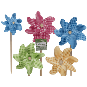 กังหันลมสีที่มีจุดบนแท่งไม้ - Product Image 1