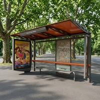 Abri de bus urbain intelligent en acier moderne, design original, haute qualité, personnalisé, avec caisson lumineux