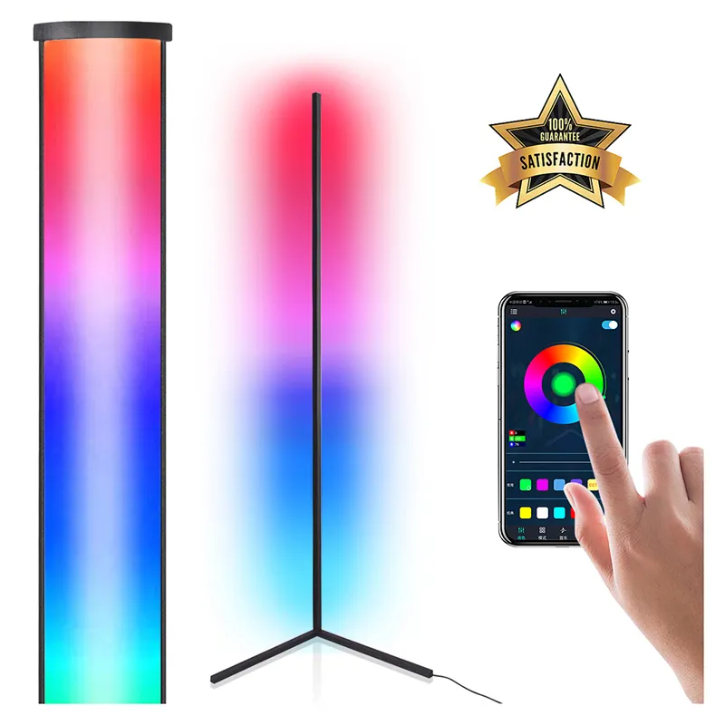 Synn lampu lantai Led Rgb, desain dekoratif Tripod mewah Nordic Modern dengan kendali jarak jauh