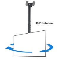 Support de plafond TV en acier réglable en hauteur avec inclinaison de + 45 ° Support de plafond TV peu encombrant pour écran plat de 32 à 75 pouces