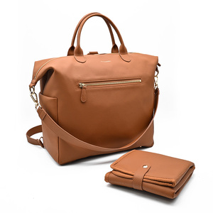 Bolsa de Pañales para Bebé, Personalizada de Fábrica, Vegana, de Cuero PU Marrón, con Múltiples Bolsillos, Mochila de Maternidad, Bolsa de Hospital para Mamá con Cambiador - Product Image 2