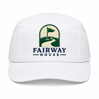 Gorra de golf de cuerda con visera curva, bordado Fairway House, bajo MOQ, muestreo rápido para tiendas profesionales de resorts con logotipo personalizado