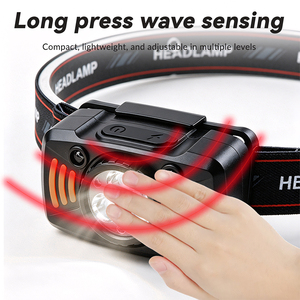Lampe frontale à détecteur de mouvement rechargeable USB-C avec lumière rouge et <span class=keywords><strong>bandeau</strong></span> pour le camping, la randonnée, la course à pied, la pêche et le travail en extérieur - Product Image 4