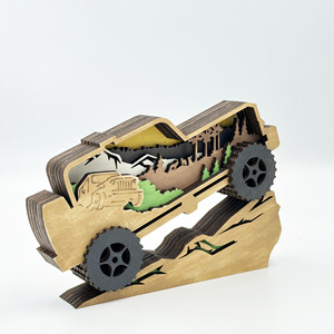 Décoration de table en bois multi-couches en couches Jeep Travel Series Wood Art Décorations de table de Noël - Product Image 3