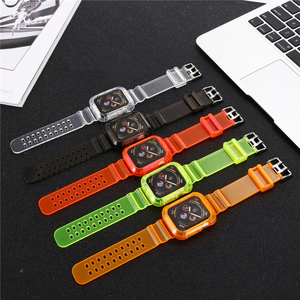 Adulto tpu ajustable jalea de neón transparente reloj banda clara para <span class=keywords><strong>apple</strong></span> <span class=keywords><strong>watch</strong></span> serie 5 44 mm banda iphone caso - Product Image 6