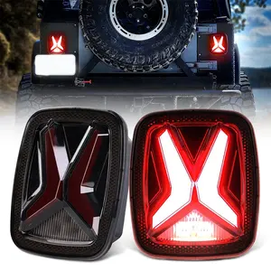 LLevo DOT Smoked X Shape LED Tail Lights Brake Light Turn Signal Reverse Rear Lights for Jeep Wrangler CJ YJ TJ