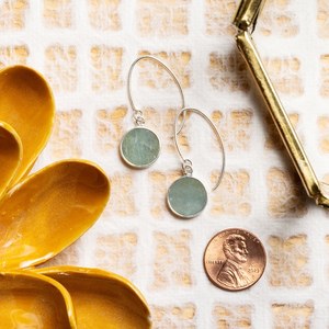Aquamarine Drop <b>Earrings</b> 925 Sterling Silver Ear Wires Long Statement Gemstone <b>Earrings</b> Gift For Mom Wife Sister - Product Image 1