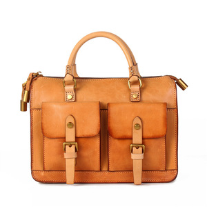 2024 Customized Vegetable <strong>Tanned</strong> Cowhide Leather Unisex Bag <strong>Handbag</strong> Manufacturer - Product Image 1