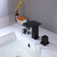 Robinet de lavabo moderne en laiton avec cartouche en céramique, double poignée, à poser sur le comptoir, eau chaude/froide