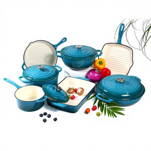 Juego de ollas de siete piezas esmaltadas, incluye olla para sopa, olla para guisos, sartén, bandeja para hornear, diseño moderno, utensilios de cocina universales para el hogar. - Product Image 5